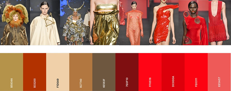 modelos-desfilando-com-roupas-de-tons-vermelhos-e-quentes